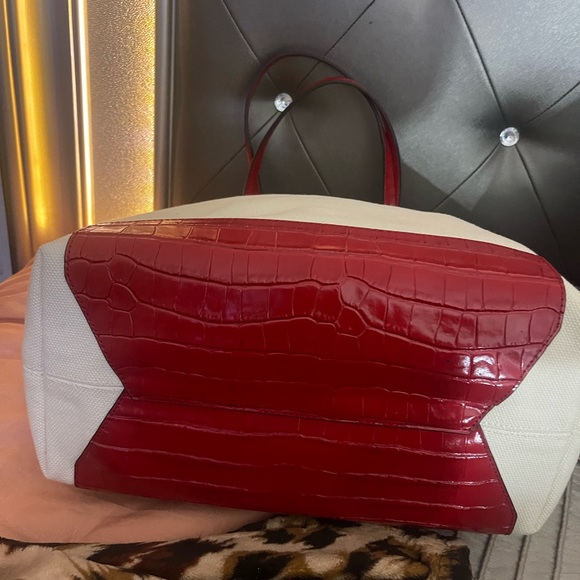 Ralph Lauren Tote purse red and neutral bag NWT - Picture 3 of 8